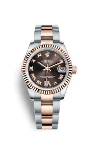 Rolex Datejust 31 Rolesor Everose Fluted / Oyster / Chocolate Roman 178271-0075