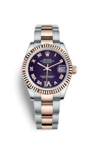 Rolex Datejust 31 Rolesor Everose Fluted / Oyster / Purple Roman 178271-0076
