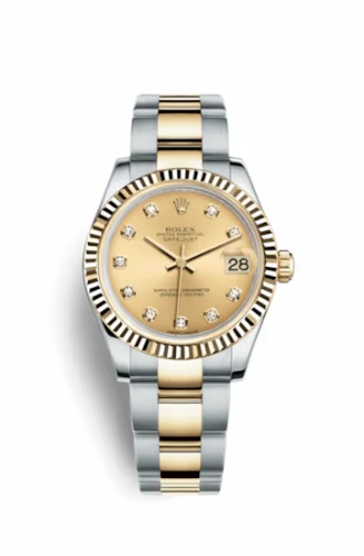 Rolex Datejust 31 Rolesor Yellow Fluted / Oyster / Champagne Diamond 178273-0018
