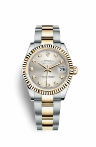 Rolex Datejust 31 Rolesor Yellow Fluted / Oyster / Silver Diamond 178273-0040