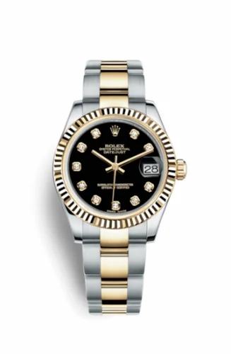 Rolex Datejust 31 Rolesor Yellow Fluted / Oyster / Black Diamond 178273-0045