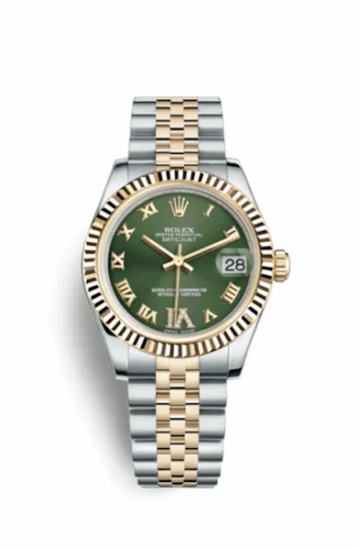 Rolex Datejust 31 Rolesor Yellow Fluted / Jubilee / Olive Green Roman 178273-0090