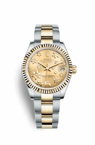 Rolex Datejust 31 Rolesor Yellow Fluted / Oyster / Champagne Floral 178273-0093