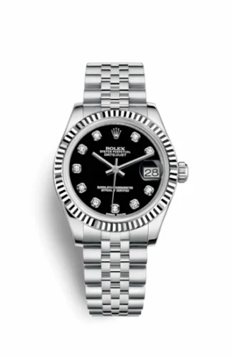 Rolex Datejust 31 Stainless Steel Fluted / Jubilee / Black - Diamond 178274-0014