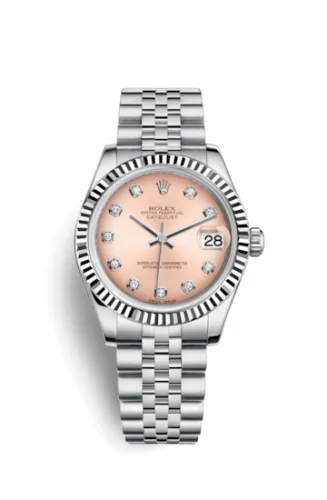 Rolex Datejust 31 Stainless Steel Fluted / Jubilee / Pink - Diamond 178274-0022