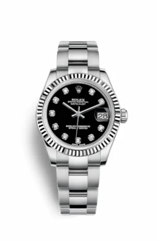 Rolex Datejust 31 Stainless Steel Fluted / Oyster / Black - Diamond 178274-0058