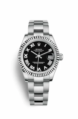Rolex Datejust 31 Stainless Steel Fluted / Oyster / Black - Roman 178274-0078