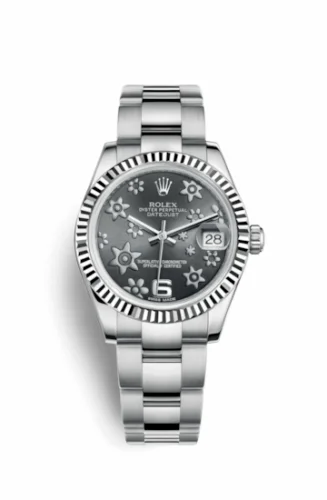 Rolex Datejust 31 Stainless Steel Fluted / Oyster / Dark Rhodium Floral 178274-0091
