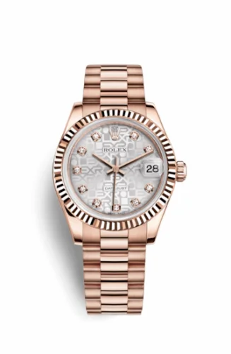 Rolex Datejust 31 Everose Fluted / President / Silver Computer 178275f-0001