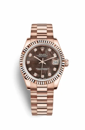 Rolex Datejust 31 Everose Fluted / President / Black MOP 178275f-0003