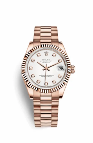 Rolex Datejust 31 Everose Fluted / President / White Diamonds 178275f-0011