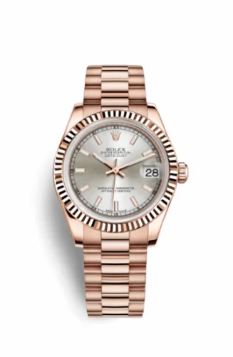 Rolex Datejust 31 Everose Fluted / President / Silver 178275f-0018