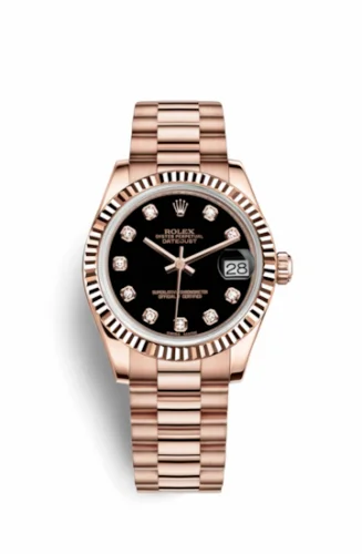 Rolex Datejust 31 Everose Fluted President Black Diamonds 178275f-0020