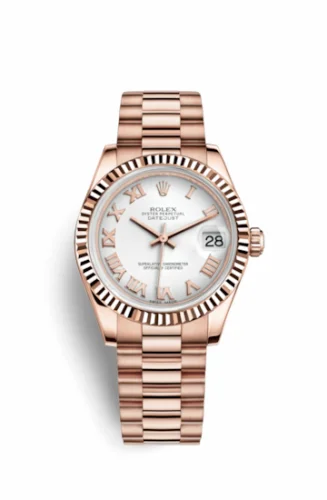 Rolex Datejust 31 Everose Fluted / President / White Roman 178275f-0028