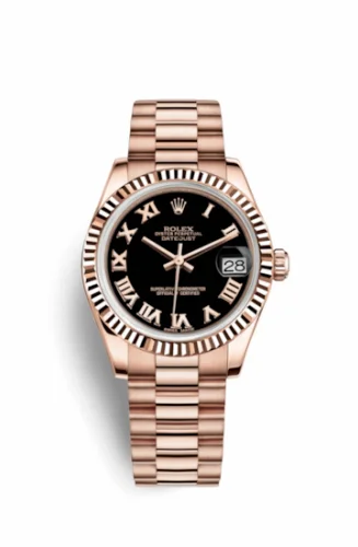 Rolex Datejust 31 Everose Fluted / President / Black Roman 178275f-0030