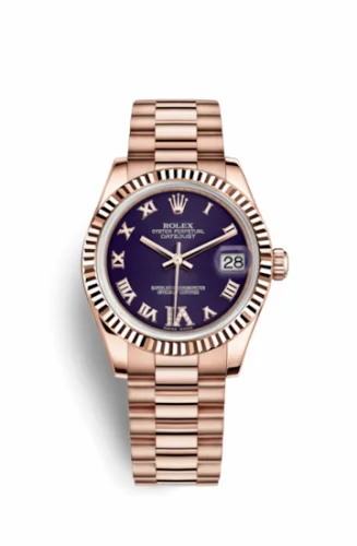 Rolex Datejust 31 Everose Fluted / President / Purple Roman 178275f-0033