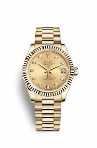 Rolex Datejust 31 Yellow Gold Fluted / President / Champagne Diamond 178278-0018