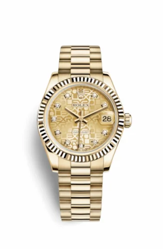 Rolex Datejust 31 Yellow Gold Fluted / President / Champagne Computer 178278-0021