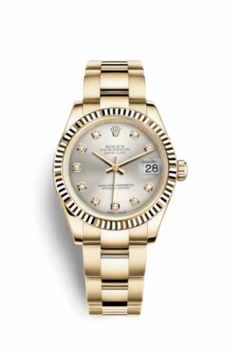 Rolex Datejust 31 Yellow Gold Fluted / Oyster / Silver Diamond 178278-0037