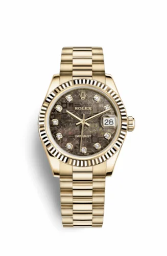 Rolex Datejust 31 Yellow Gold Fluted / President / Black MOP Computer 178278-0057