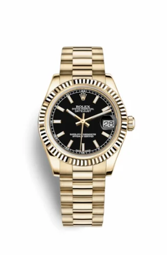 Rolex Datejust 31 Yellow Gold Fluted / President / Black 178278-0068