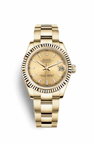 Rolex Datejust 31 Yellow Gold Fluted / Oyster / Champagne 178278-0070