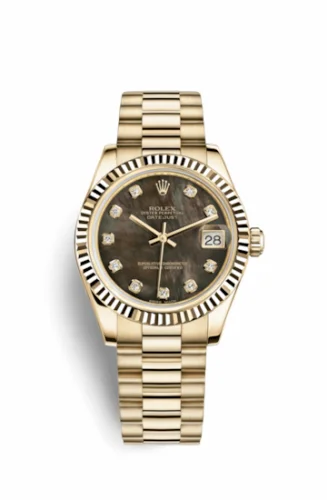 Rolex Datejust 31 Yellow Gold Fluted / President / Black MOP 178278-0111