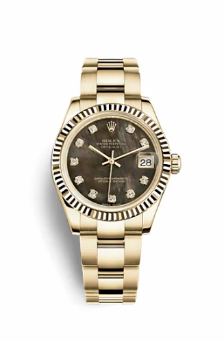 Rolex Datejust 31 Yellow Gold Fluted / Oyster / Black MOP 178278-0113