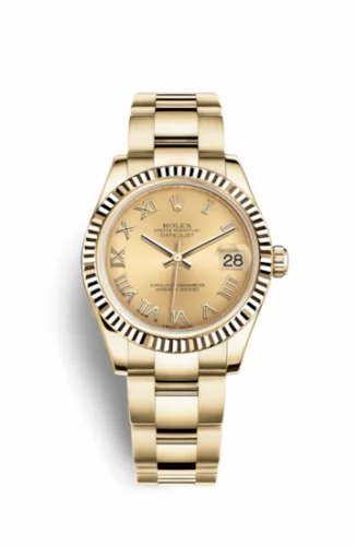 Rolex Datejust 31 Yellow Gold Fluted / Oyster / Champagne Roman 178278-0115