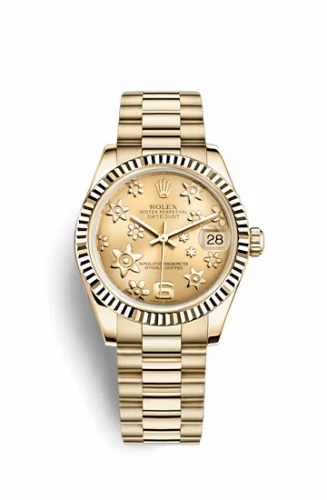 Rolex Datejust 31 Yellow Gold Fluted / President / Champagne Floral 178278-0119