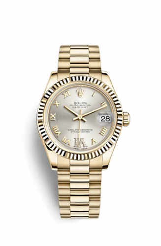 Rolex Datejust 31 Yellow Gold Fluted / President / Silver Roman 178278-0121