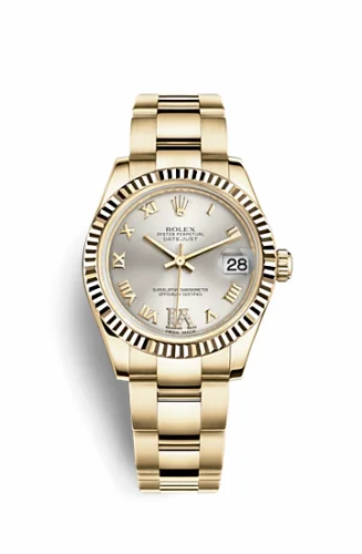 Rolex Datejust 31 Yellow Gold Fluted / Oyster / Silver Roman 178278-0126