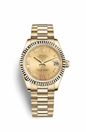 Rolex Datejust 31 Yellow Gold Fluted / President / Champagne Roman 178278-0128