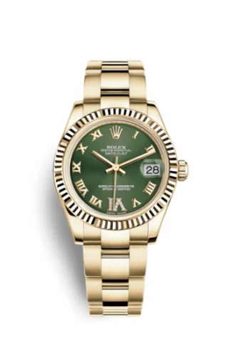 Rolex Datejust 31 Yellow Gold Fluted / Oyster / Olive Roman 178278-0131