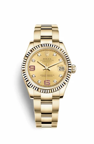 Rolex Datejust 31 Yellow Gold Fluted / Oyster / Champagne Diamond 178278-0132