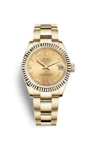 Rolex Datejust 31 Yellow Gold Fluted / Oyster / Champagne Roman 178278-0133