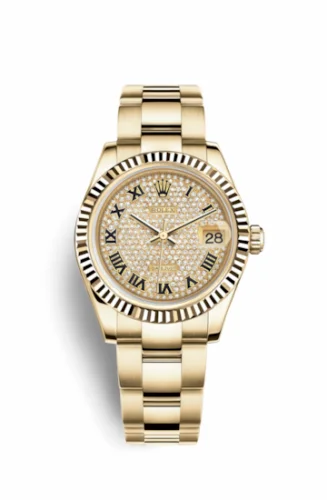 Rolex Datejust 31 Yellow Gold Fluted / Oyster / Paved Roman 178278-0135