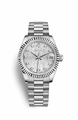 Rolex Datejust 31 White Gold Fluted / President / Silver Computer 178279-0006