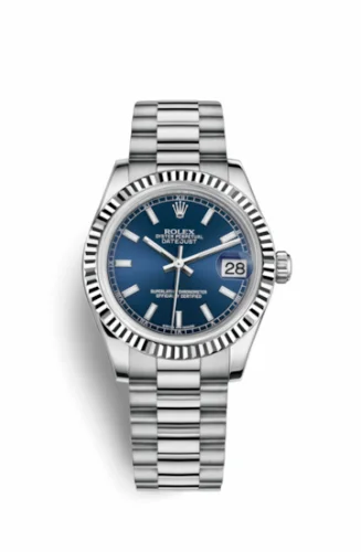 Rolex Datejust 31 White Gold Fluted / President / Blue 178279-0041