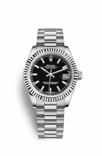 Rolex Datejust 31 White Gold Fluted / President / Black 178279-0046