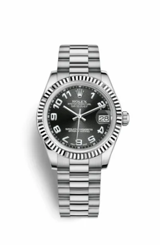 Rolex Datejust 31 White Gold Fluted / President / Black Arabic 178279-0054