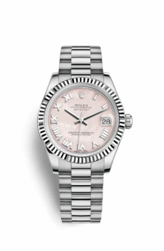 Rolex Datejust 31 White Gold Fluted / President / Pink MOP Roman 178279-0058
