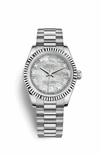 Rolex Datejust 31 White Gold Fluted / President / MOP Roman 178279-0064