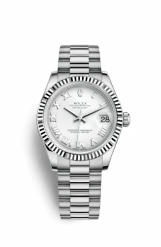 Rolex Datejust 31 White Gold Fluted / President / White Roman 178279-0067