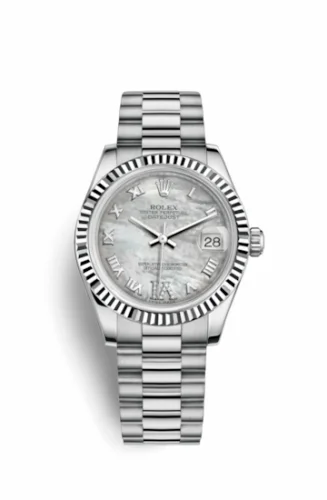 Rolex Datejust 31 White Gold Fluted / President / MOP Roman 178279-0073