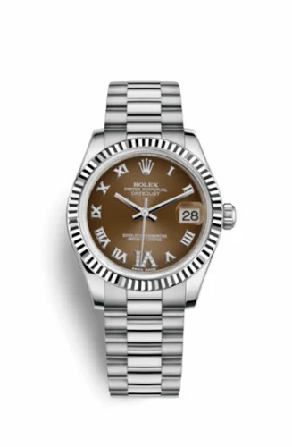Rolex Datejust 31 White Gold Fluted / President / Bronze Roman 178279-0074