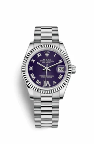 Rolex Datejust 31 White Gold Fluted / President / Blue Roman 178279-0075
