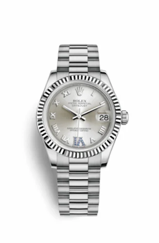 Rolex Datejust 31 White Gold Fluted / President / Silver Roman 178279-0081