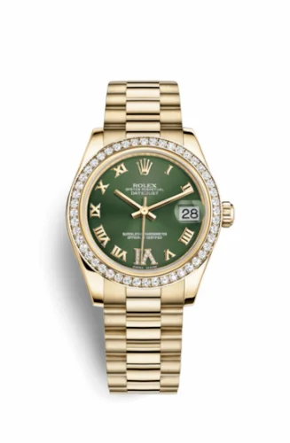 Rolex Datejust 31 Yellow Gold Diamond / President / Olive Roman 178288-0057