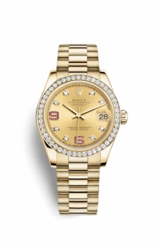 Rolex Datejust 31 Yellow Gold Diamond / President / Champagne Diamonds Rubies 178288-0063